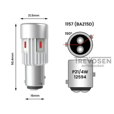 LED pirnid P21 4W punane 2